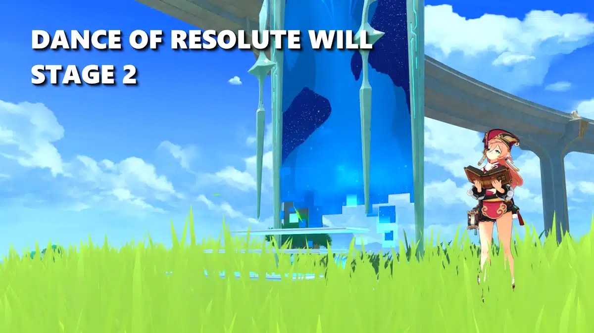 dance resolute will stage 2, dance resolute will guide, dance of resolute will, genshin impact event, genshin impact, a screenshot of Yanfei with the words dance of resolute will stage 2 in the corner