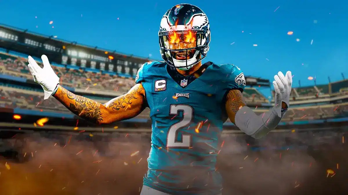 ACTION SHOT of Darius Slay (Eagles) with fire in eyes