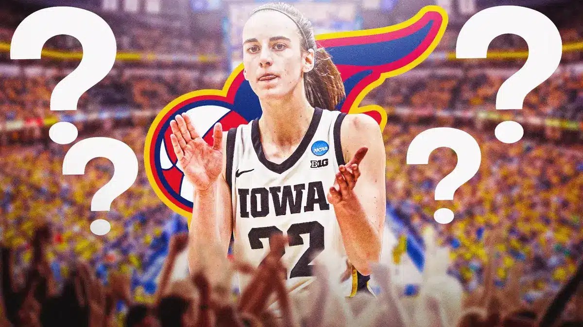 Caitlin Clark with Indiana Fever logo
