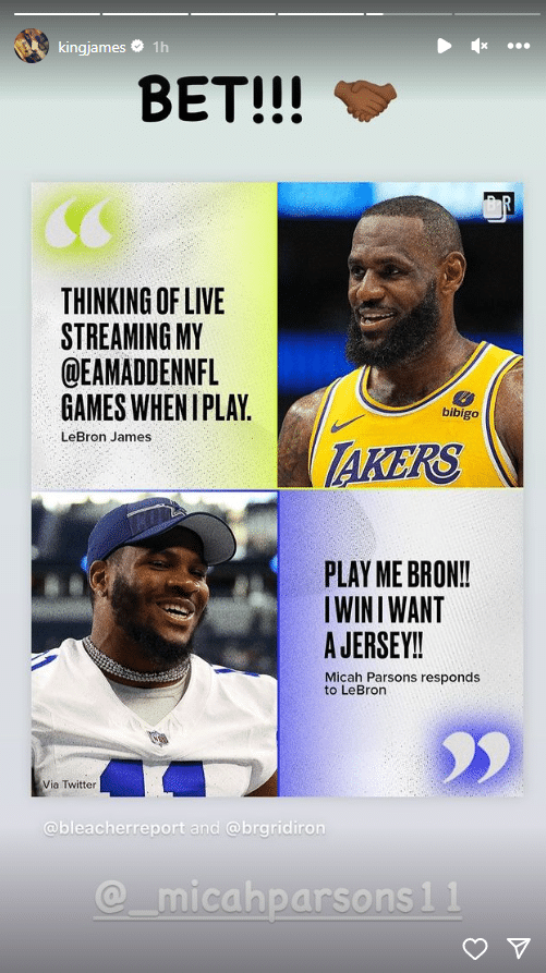 Lakers LeBron James and Cowboys Micah Parsons agree to a game of Madden