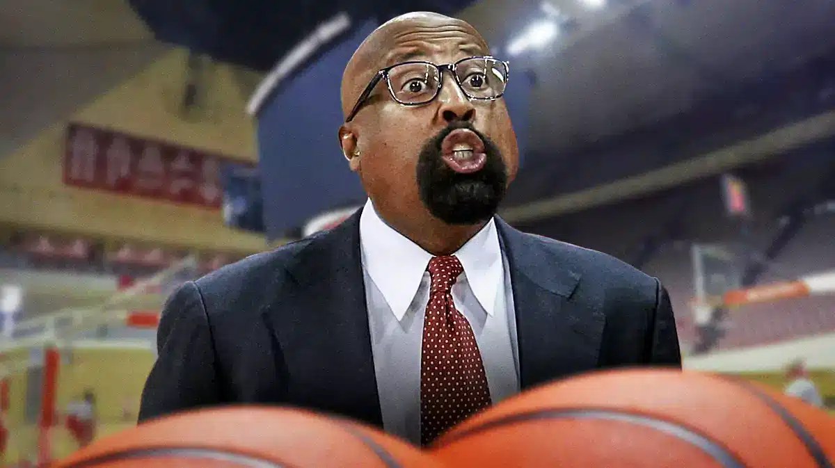Indiana basketball coach Mike Woodson, looking frustrated.