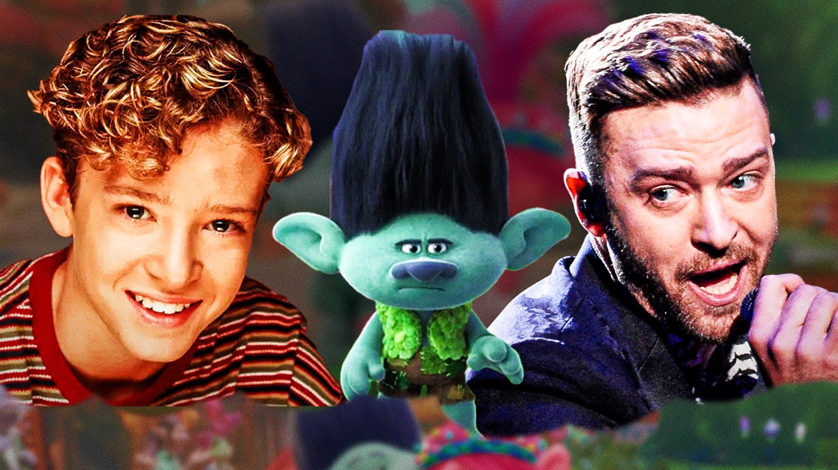 Justin Timberlake when he was on the All New Mickey Mouse Club, Branch from Trolls, and Justin Timberlake singing.
