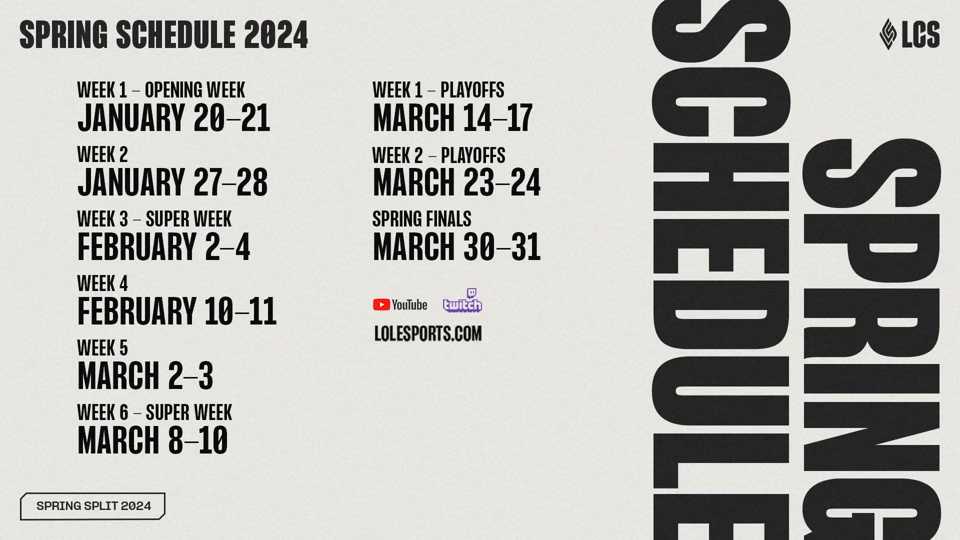 LCS 2024 Spring Split Schedule