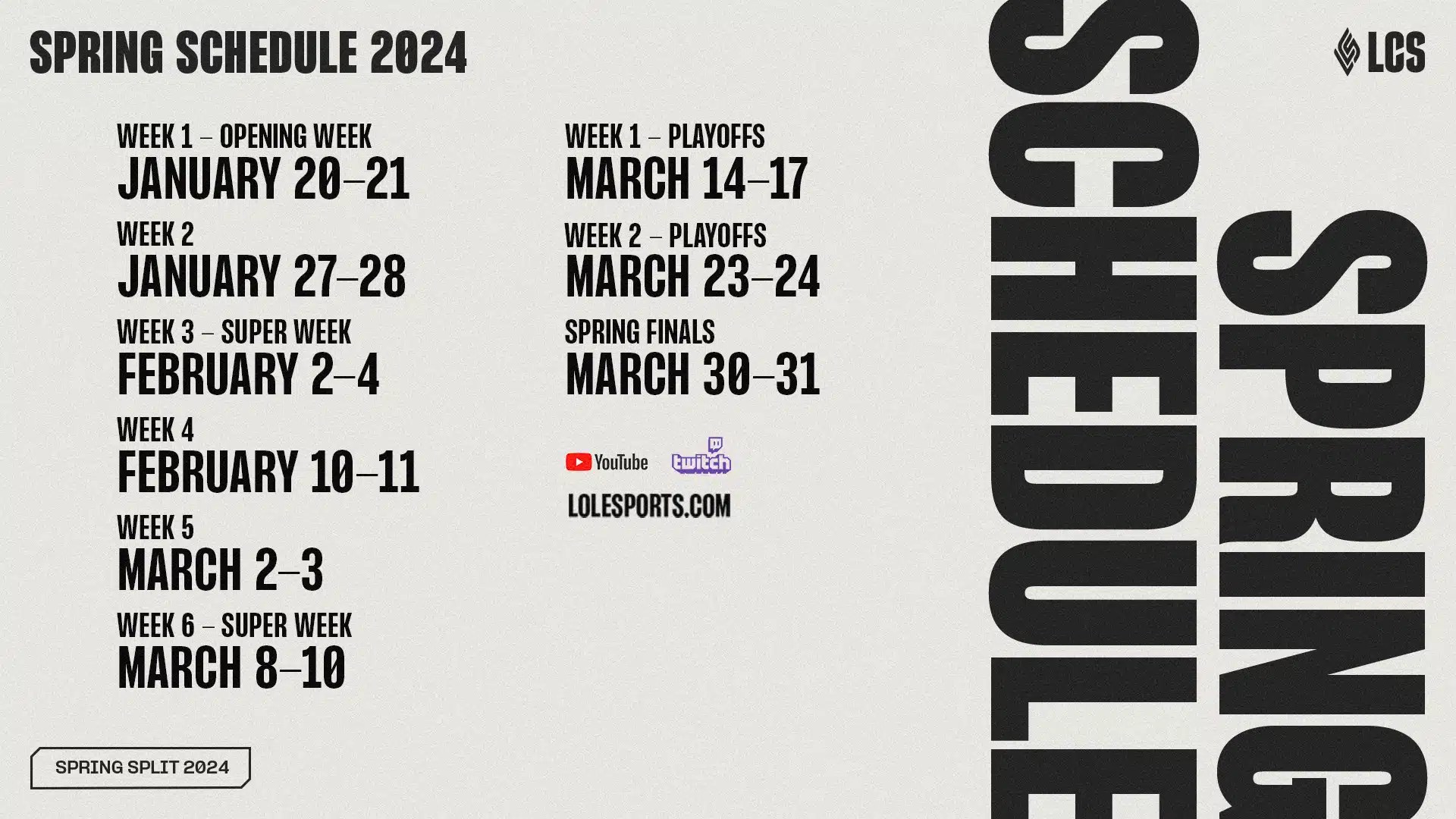 LCS Spring 2024 Schedule