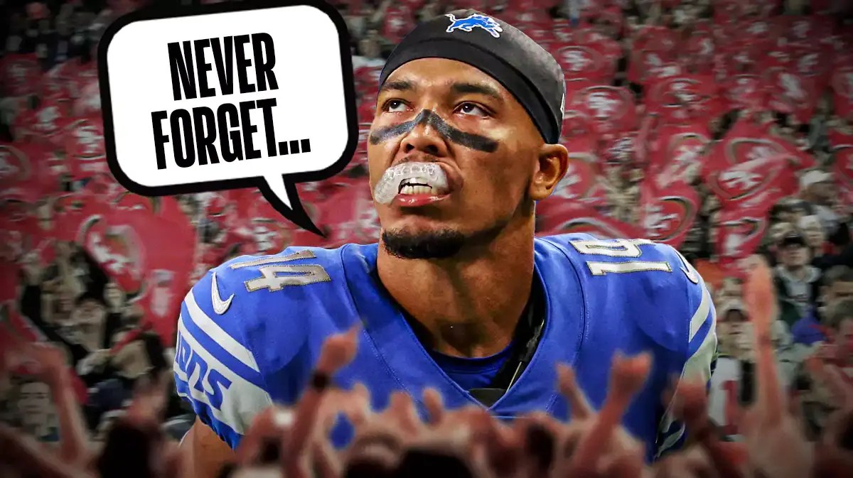 Lions, Amon-Ra St. Brown saying, "Never forget..."