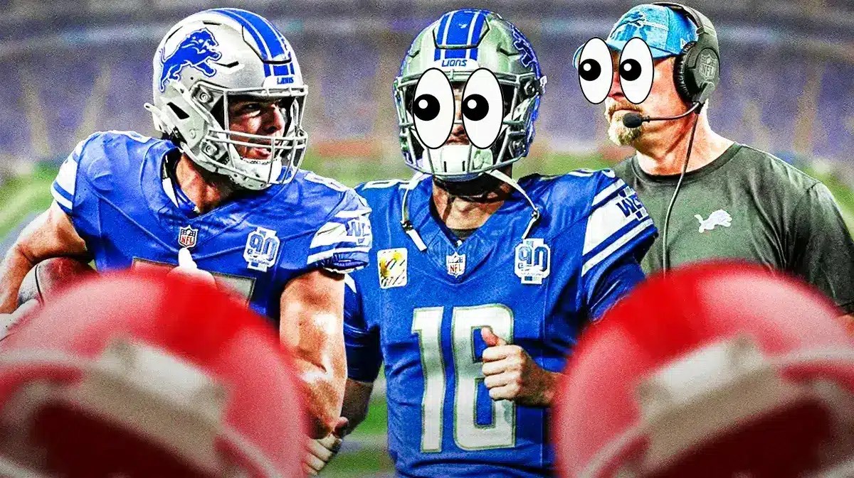 Lions' Sam LaPorta, Jared Goff, and Dan Campbell