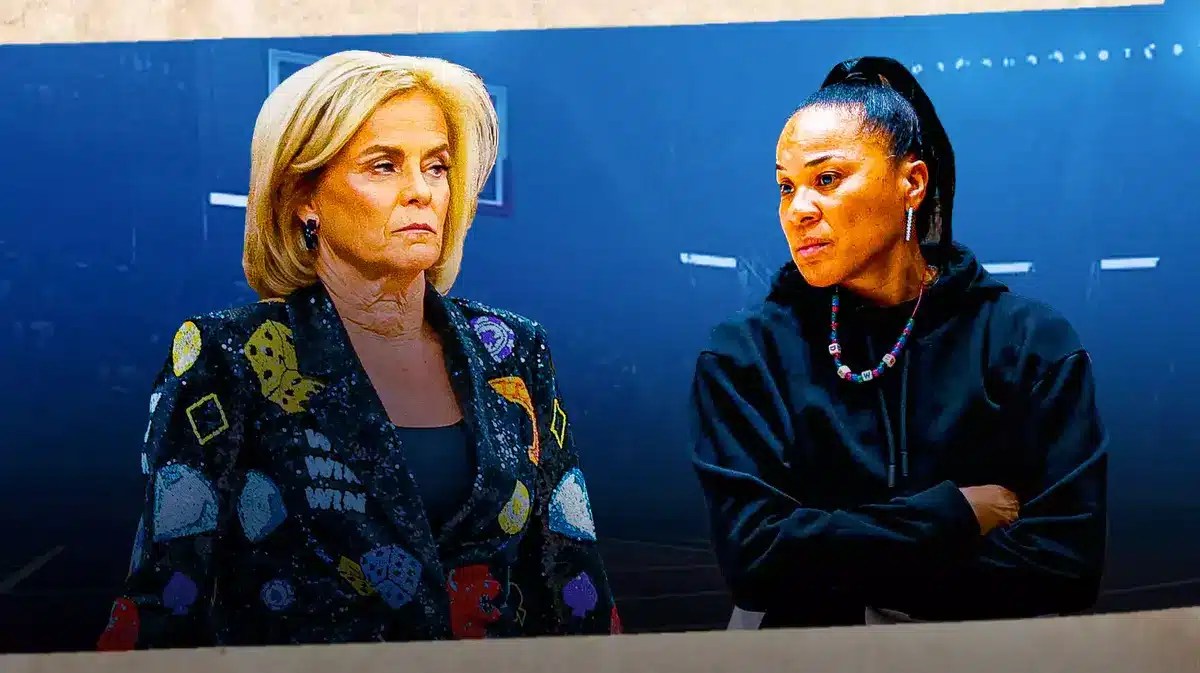LSU women’s basketball coach Kim Mulkey, and South Carolina women’s basketball coach Dawn Staley