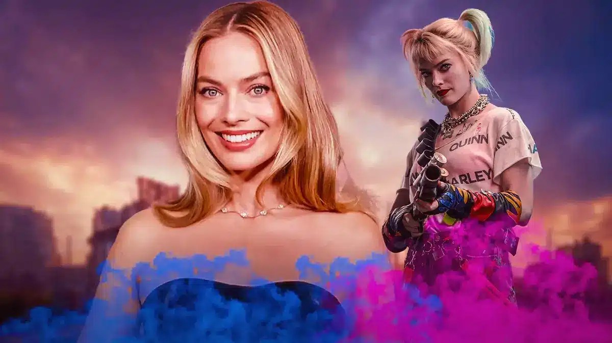 Margot Robbie next to Harley Quinn.