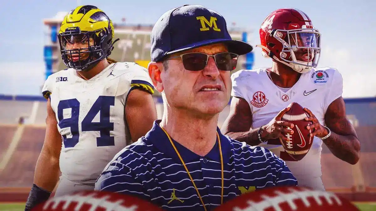 Jim Harbaugh, Kris Jenkins, Jalen Milroe