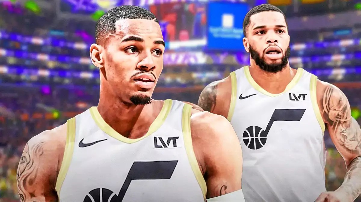 Dejounte Murray, Miles Bridges in Jazz jerseys.