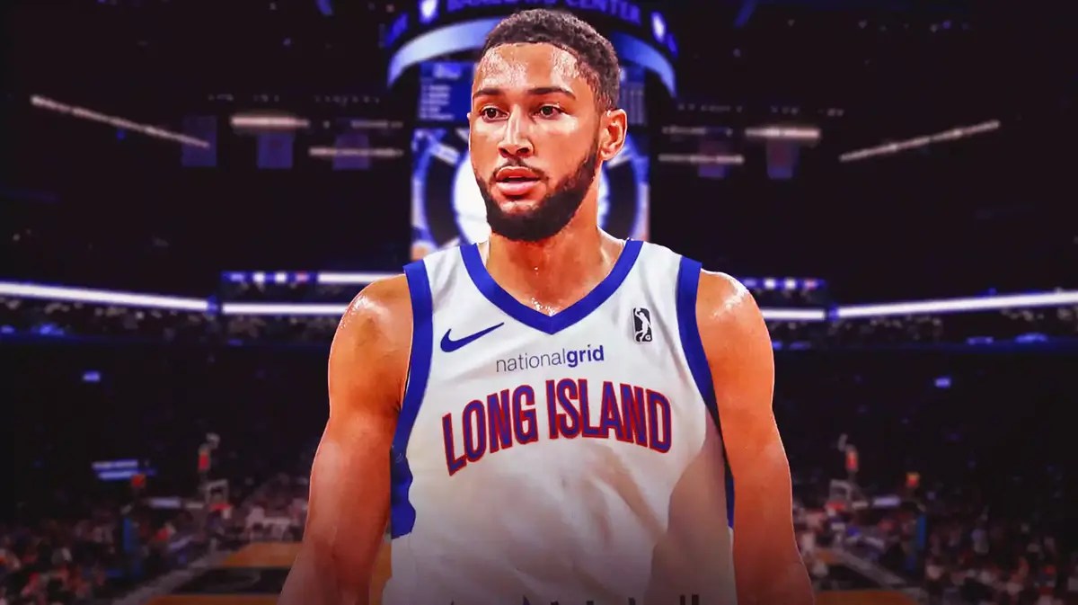 Ben Simmons wearing Long Island Nets jersey