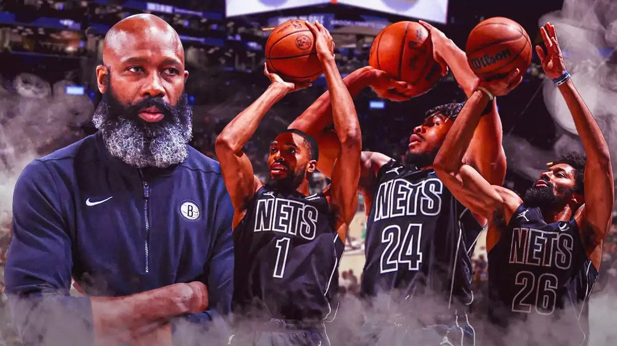 Nets' Jacque Vaughn, Mikal Bridges, Cam Thomas and Spencer Dinwiddie