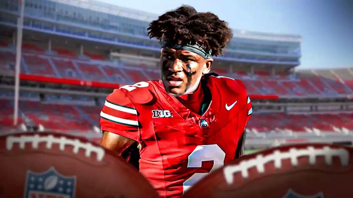 Caleb Downs in an Ohio State football jersey.