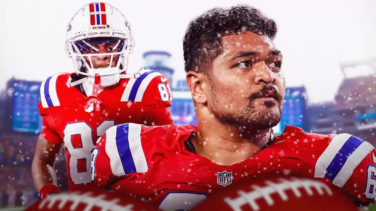 Patriots rookies DeMario Douglas and Atonio Mafi ahead of their first snow game.
