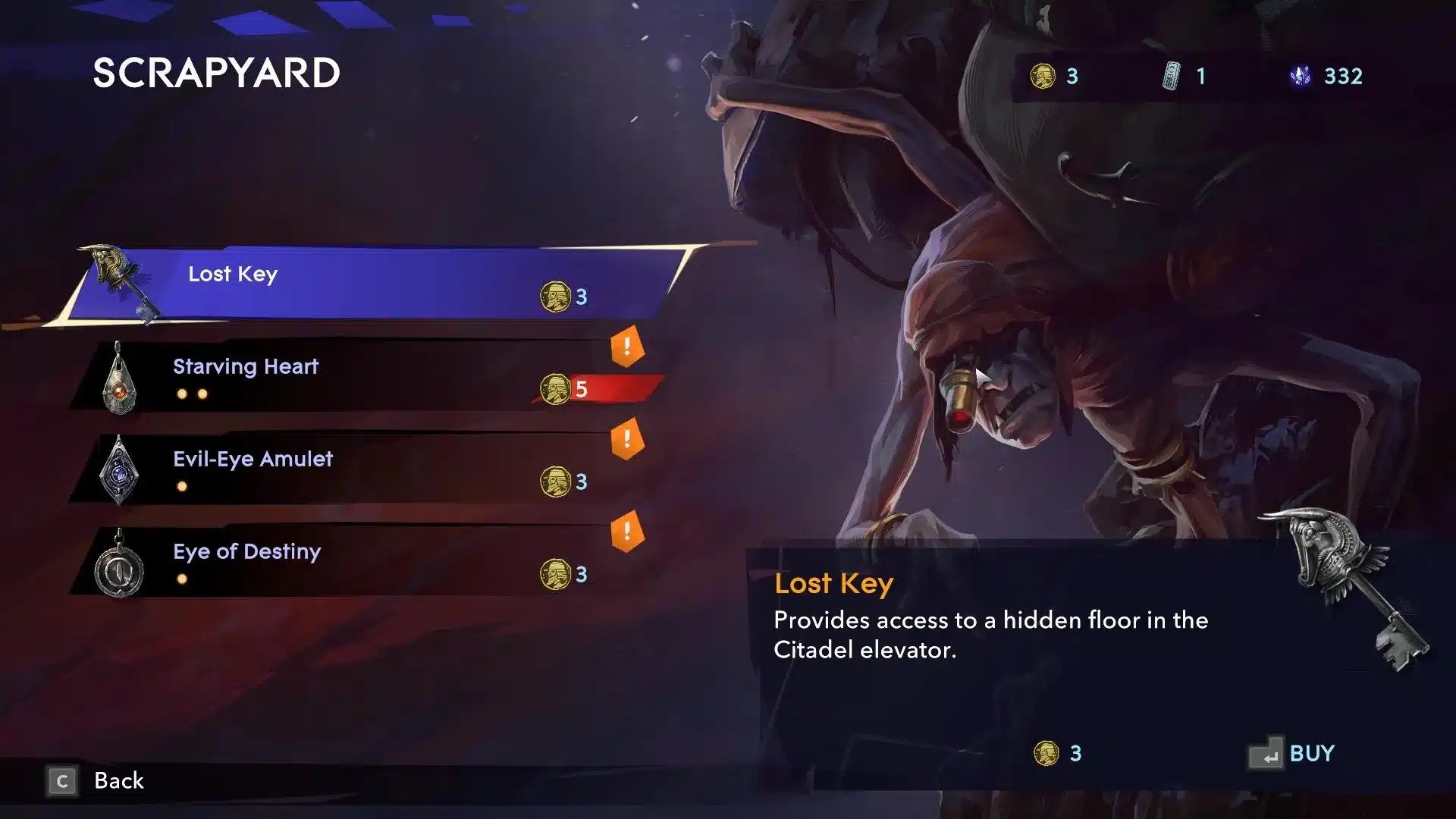 Prince of Persia The Lost Crown Scrapyard Menu