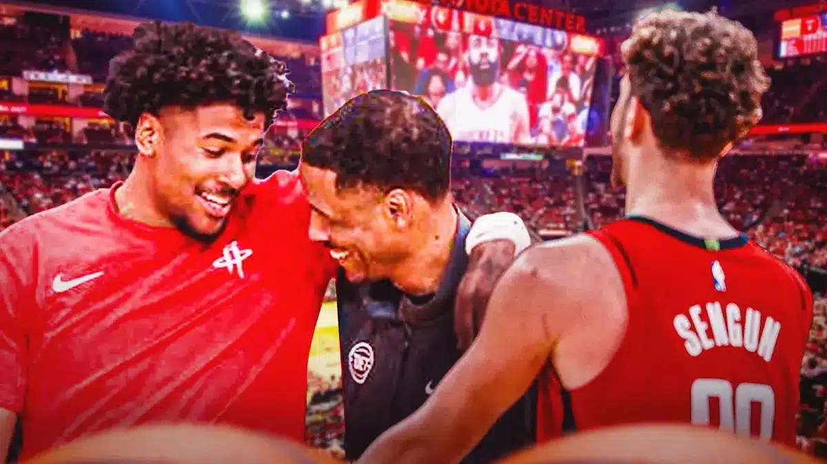 The Rockets shared a warm embrace with Stephen Silas after their win over the Pistons