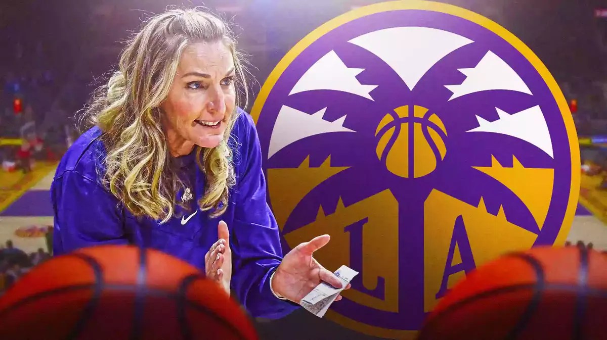 The Los Angeles Sparks logo, with former TCU women’s basketball coach Raegan Pebley