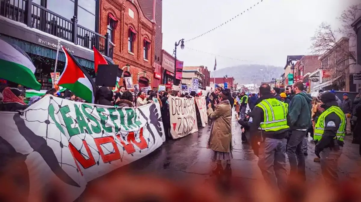 Protest around Sundance.