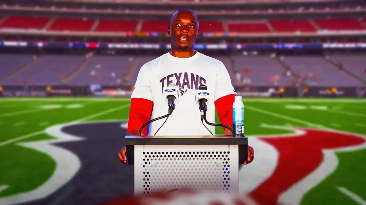 Houston Texans head coach DeMeco Ryans at the podium