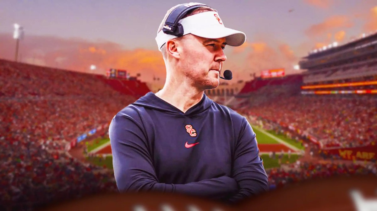 USC football, Trojans, Lincoln Riley, Transfer portal, USC transfer portal, Lincoln Riley with USC football stadium in the background