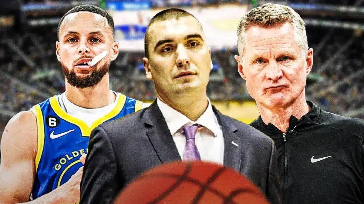 Steph Curry, Steve Kerr and Dejan Milojevic