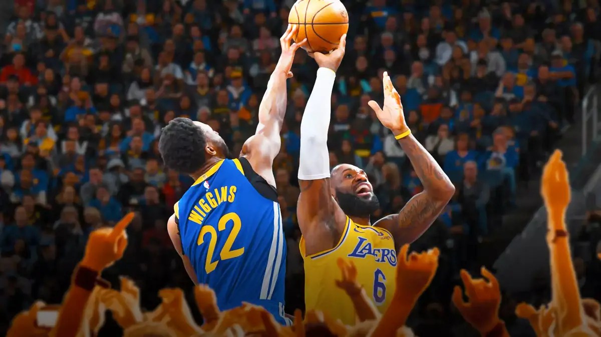 Warriors' Andrew Wiggins blocking LeBron James
