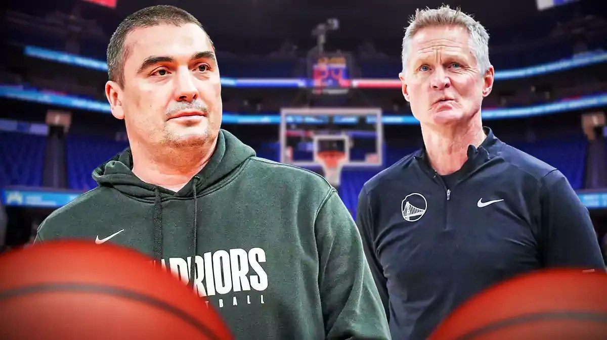 Steve Kerr next to Warriors assistant Dejan Milojevic