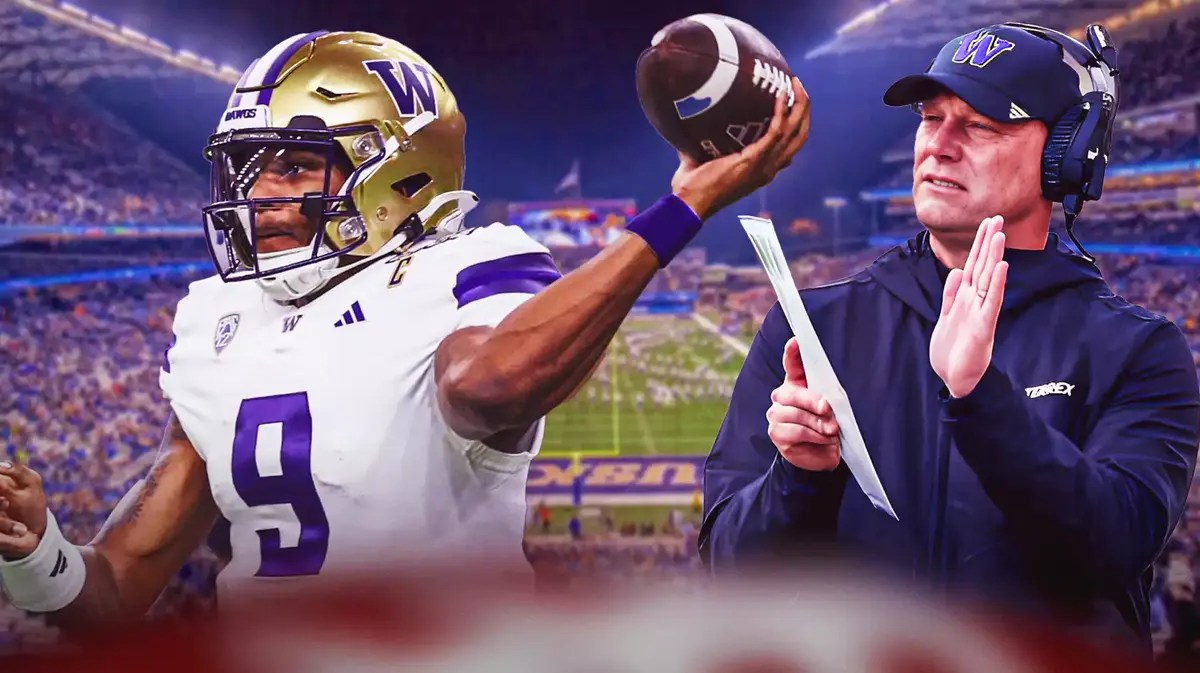 Washington football Kalen DeBoer and Michael Penix Jr after losing College Football Playoff to Michigan