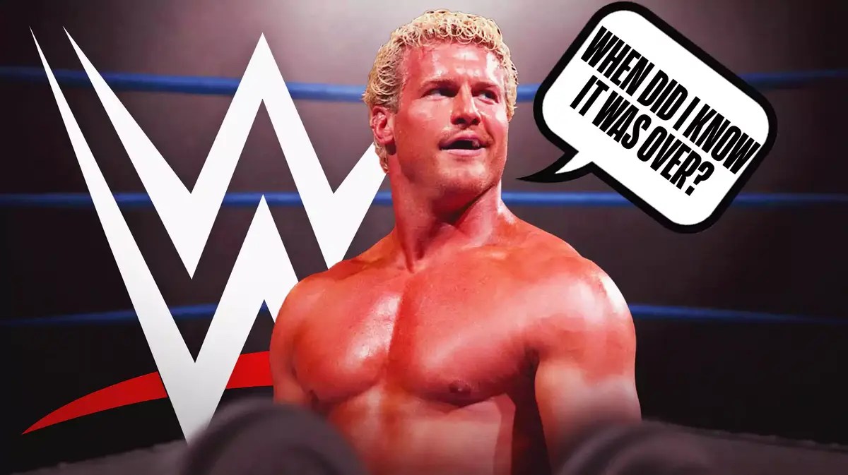 Dolph Ziggler with a text bubble reading “When did I know it was over?” with the WWE logo as the background.