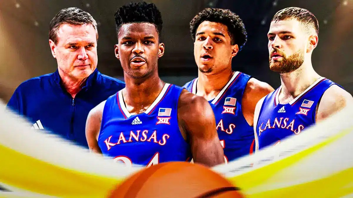 Bill Self, K.J Adams, Kevin McCullar, and Hunter Dickinson