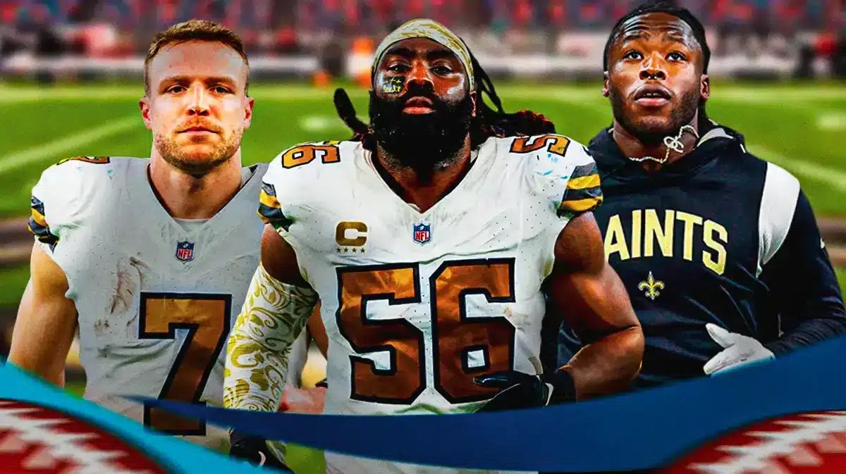 Taysom Hill, Demario Davis, and Alvin Kamara