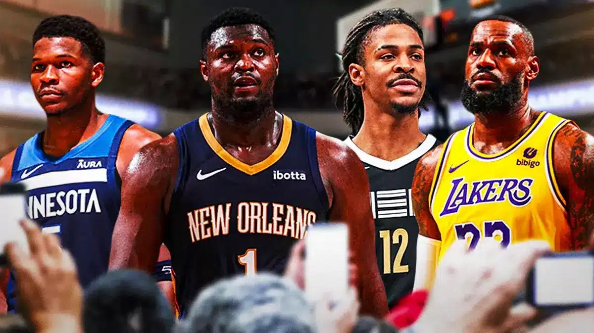 Anthony Edwards, Zion Williamson, Ja Morant, and LeBron James. Slam Dunk Contest