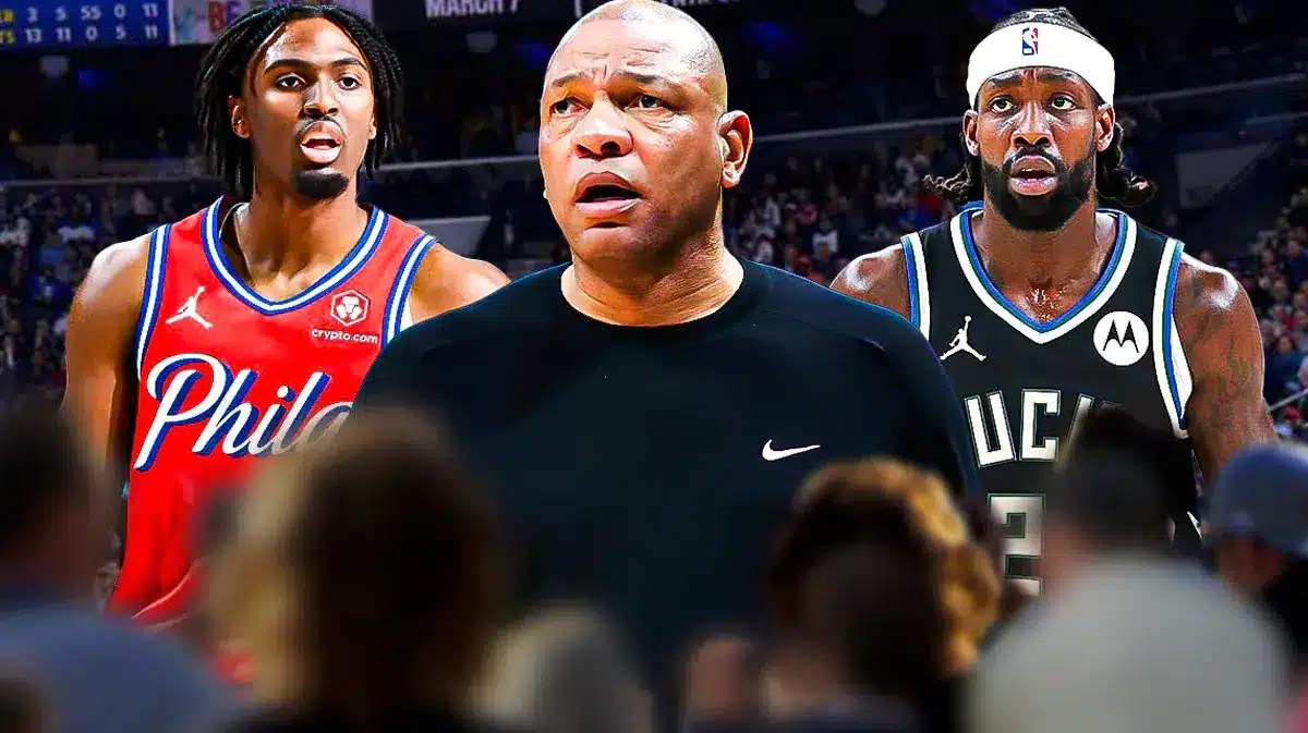 76ers' Tyrese Maxey and Bucks' Doc Rivers and Patrick Beverley