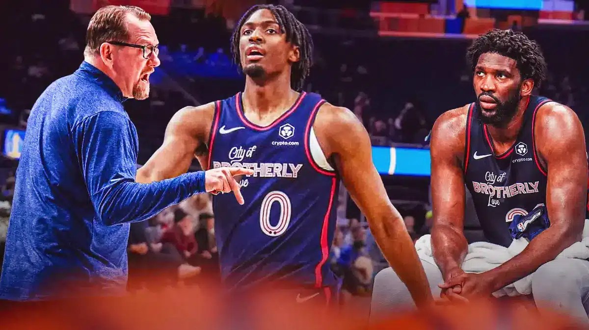 76ers' Nick Nurse, Tyrese Maxey and Joel Embiid