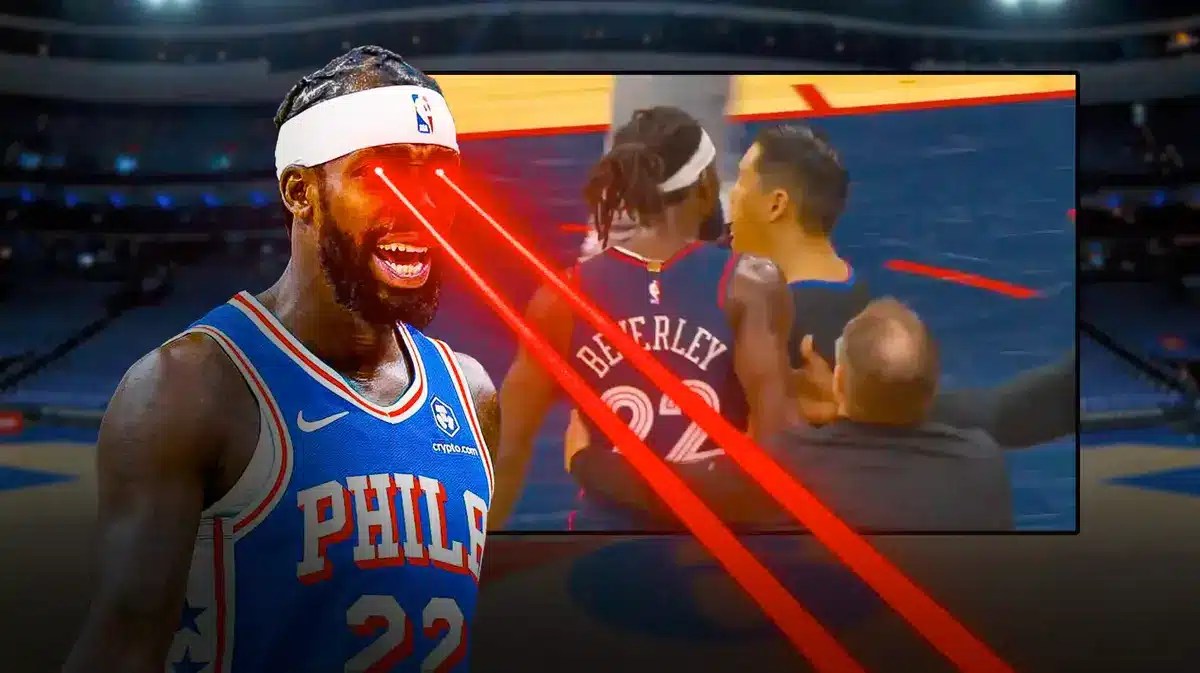 Patrick Beverley (76ers) looking angry with laser eyes