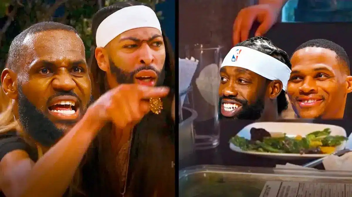Lakers stars LeBron James and Anthony Davis with 76ers guard Patrick Beverley and Clippers guard Russell Westbrook