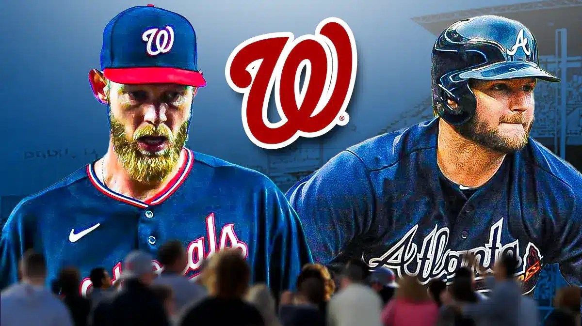 Washington Nationals' Stephen Strasburg stands next to AJ Pierzynski amid String Training feud