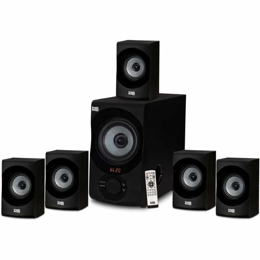 Acoustic Audio AA5172 700W Bluetooth Home Theater 5.1 Speaker System on a white background.