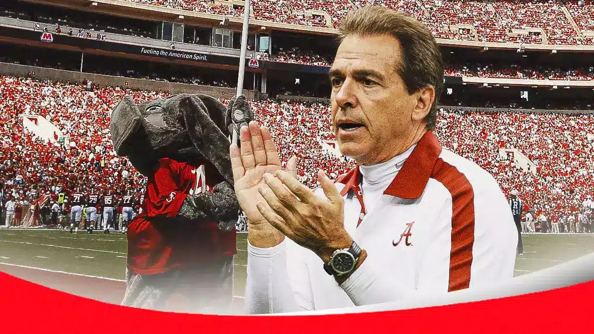 Nick Saban (Former Alabama football head coach) with Alabama mascot