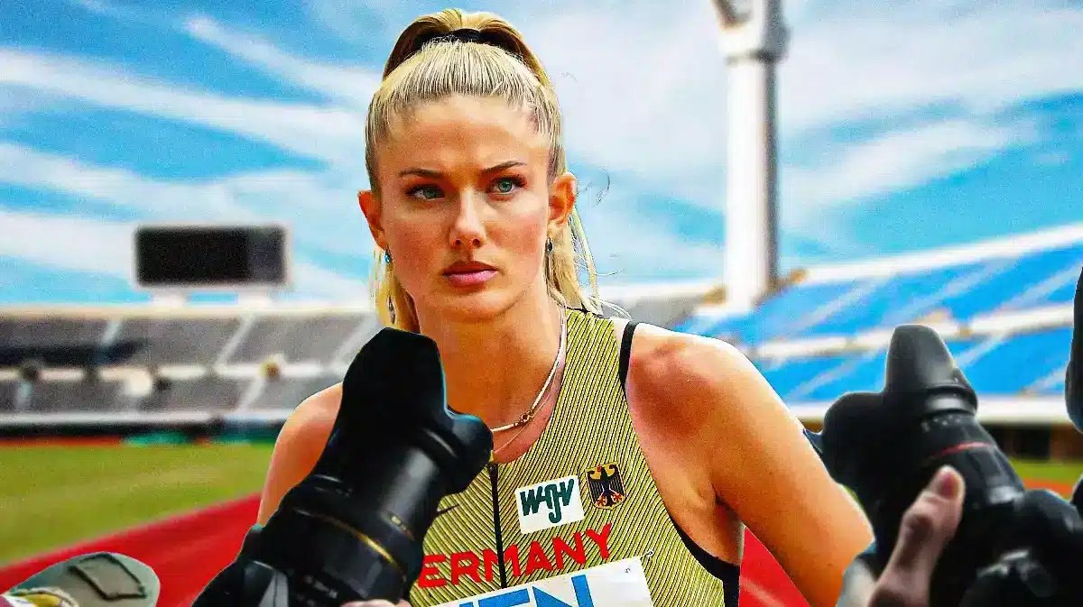 Alica Schmidt on a running track and field arena