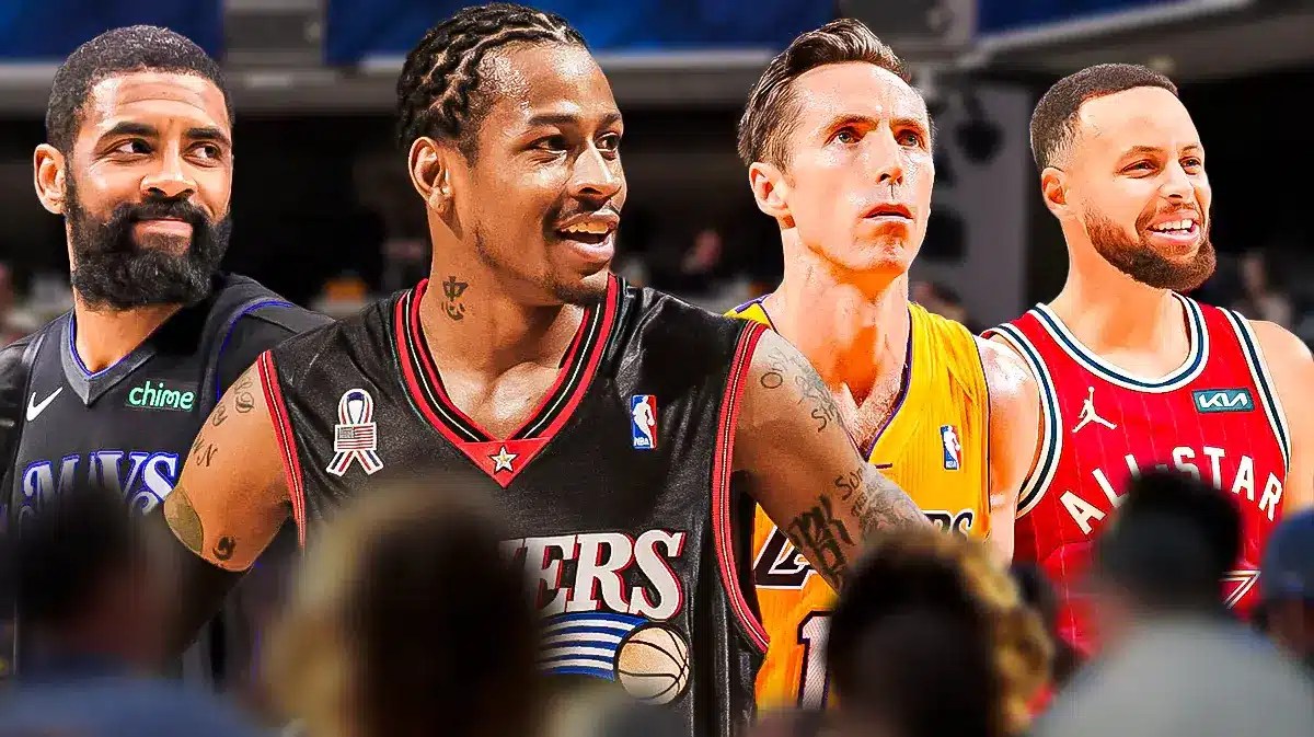 NBA legend Allen Iverson with Kyrie Irving, Steve Nash, and Stephen Curry