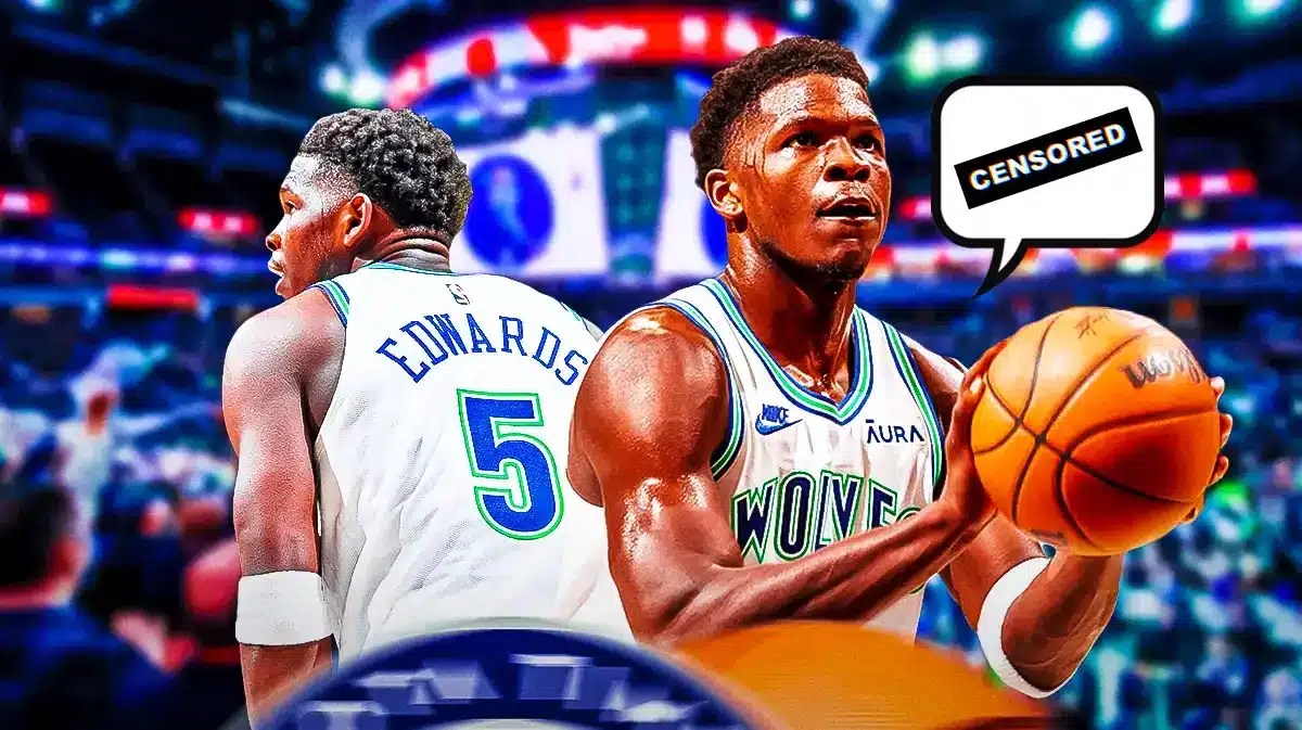 Timberwolves Anthony Edwards with a censored bubble