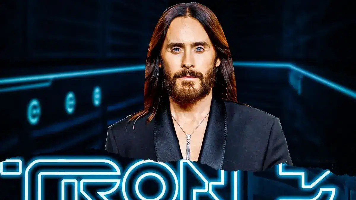 Jared Leto above the Tron 3 logo