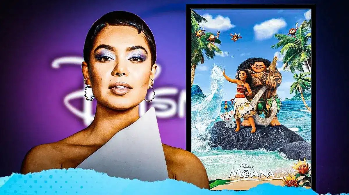 Auli'i Cravalho, Moana poster, Background: Disney logo