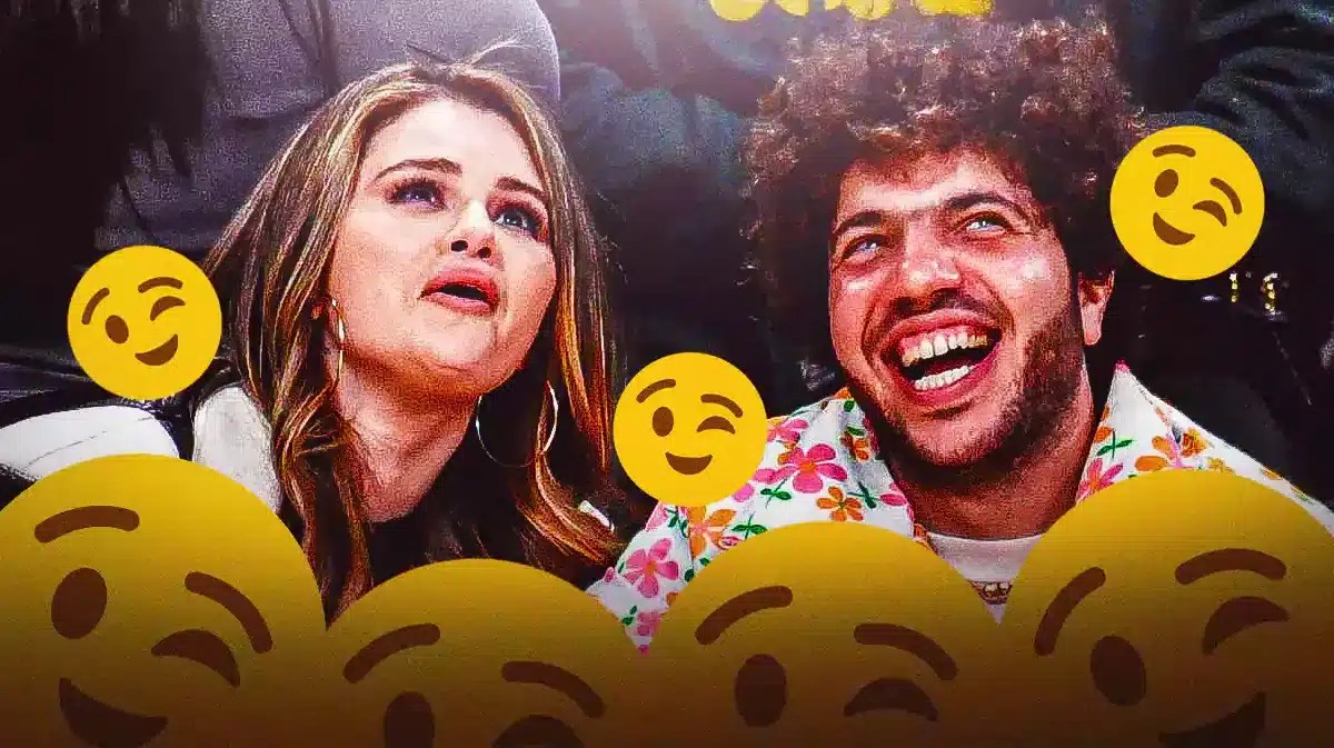 Benny Blanco and Selena Gomez with winky face emojis