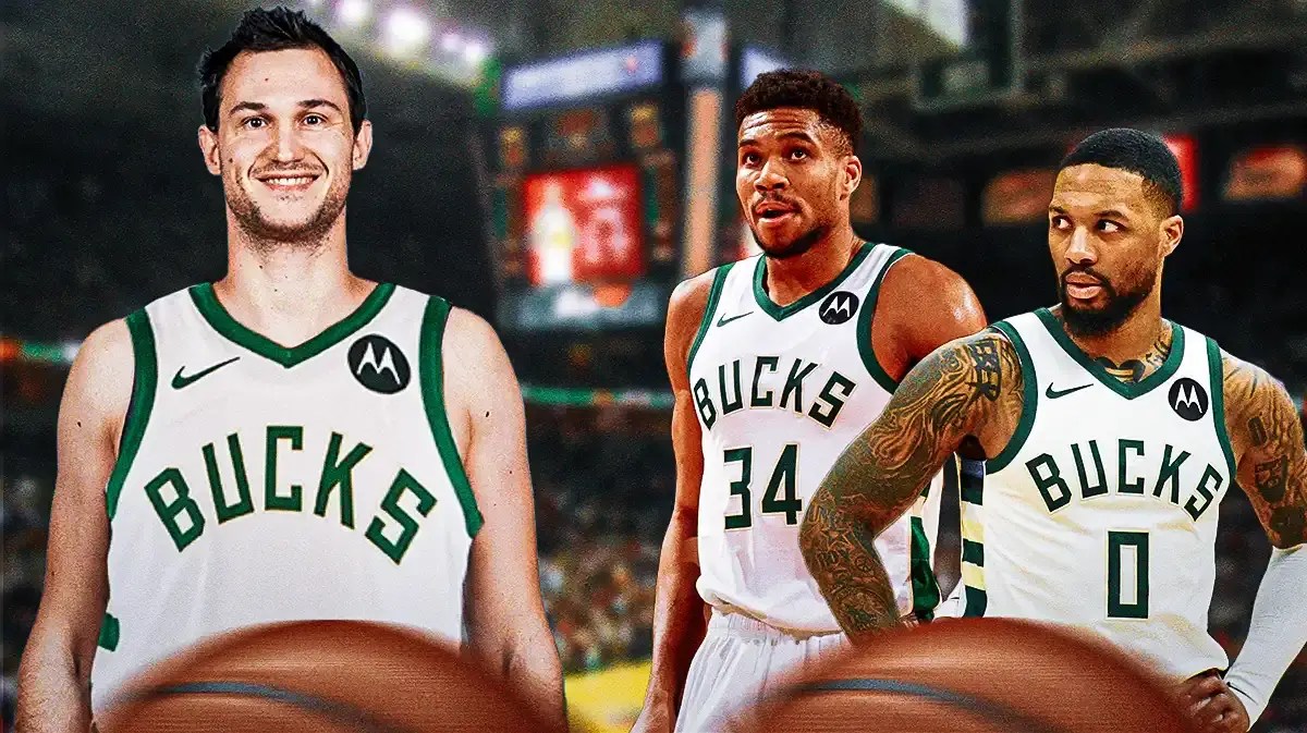 Bucks' Danilo Gallinari, Giannis Antetokounmpo, Damian Lillard