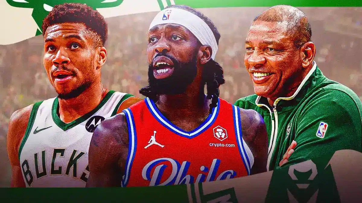 Bucks Giannis Antetkounmpo with Doc Rivers with Patrick Beverley amid NBA Trade Deadline