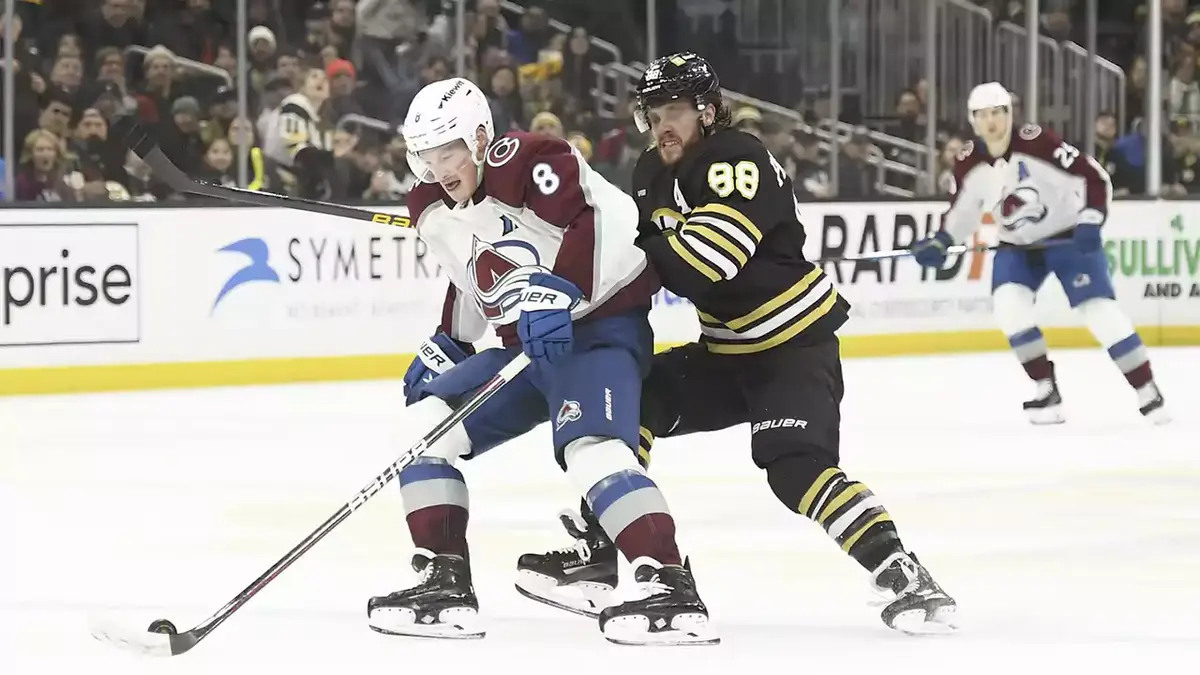 Cale Maker on the Colorado Avalanche and David Pastrnak on the the Boston Bruins