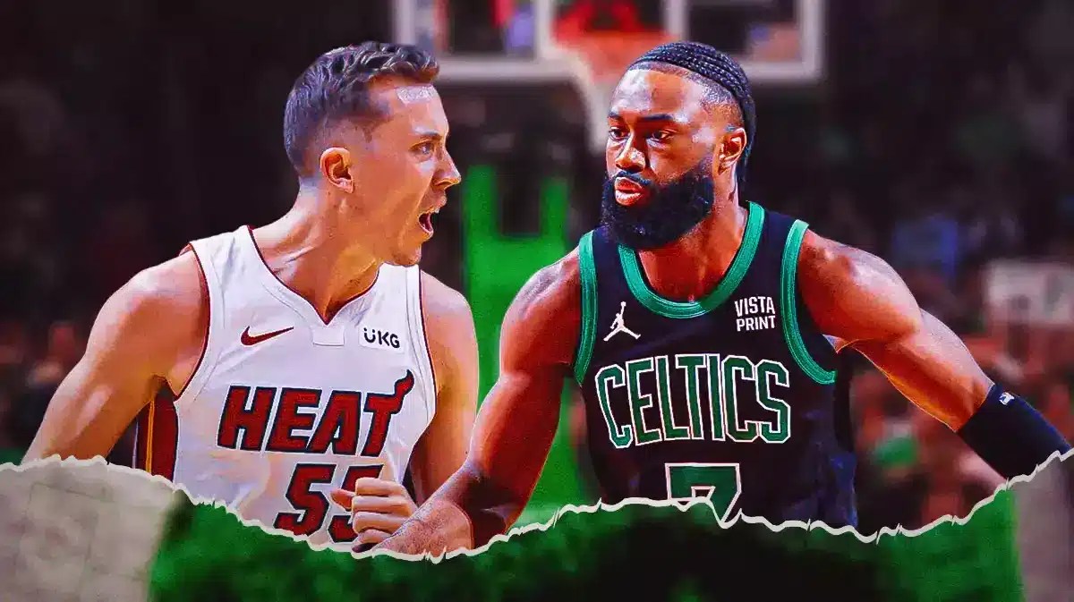 Jaylen Brown and Duncan Robinson battled as Celtics overcame Heat