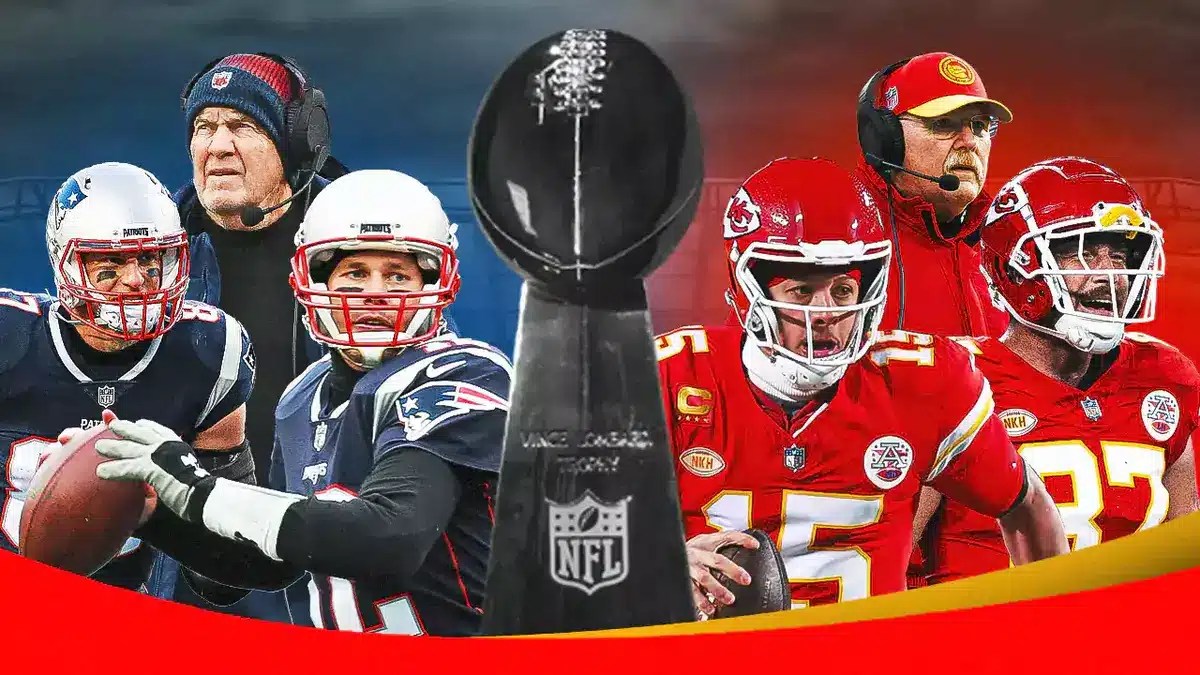 Patrick Mahomes Chiefs after winning Super Bowl 58 vs 49ers and Patriots dynasty
